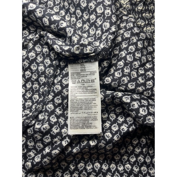 Old Navy Black White Boho Long Sleeve V Neck Smocked Waist Dress Plus Size‎ XXL - Picture 8 of 9